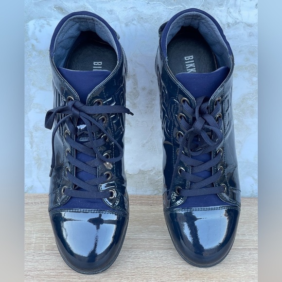 Bikkembergs Navy Patent Leather High Top Sneakers Streetwear size 40/ 9.5 - Picture 2 of 11